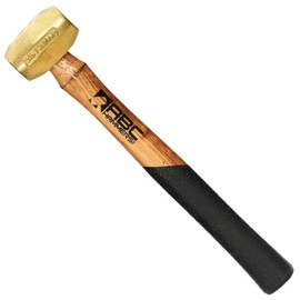 ABC HAMMERS Brass Hammer - 2 lb. Non-Sparking Hammer with 12.5" Wood Handle & Double Faced Head - ABC2BW