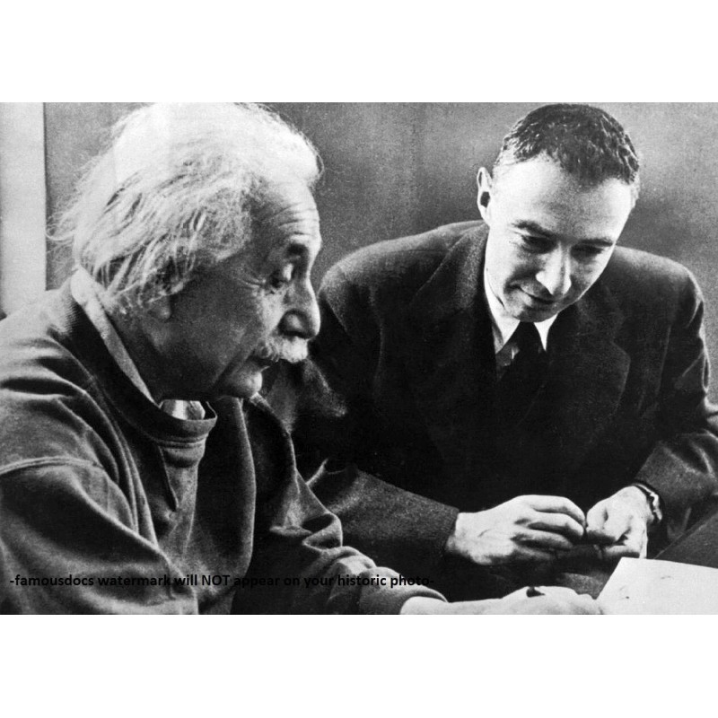 JRobert Oppenheimer Albert Einstein PHOTO Atomic Nuclear Bomb Manhattan Project