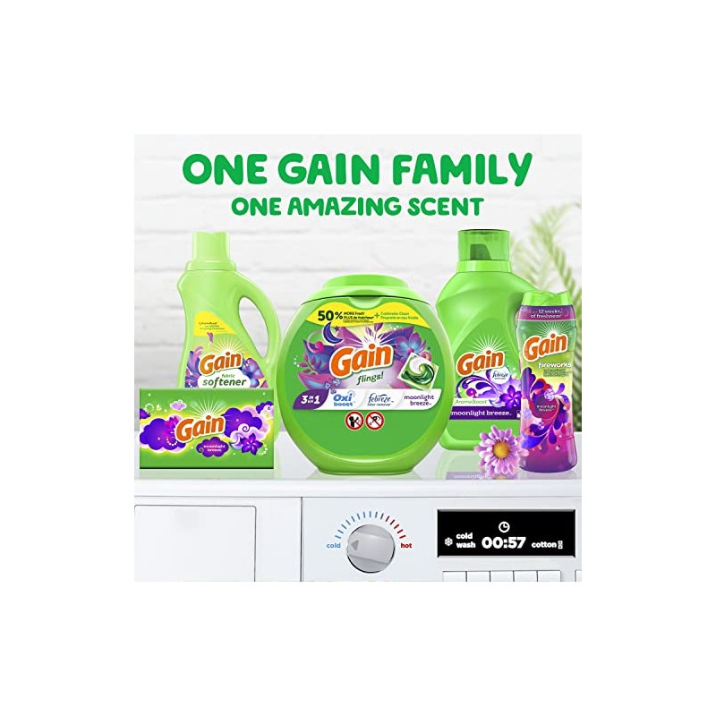 Gain flings Laundry Detergent Soap Pacs, HE Compatible, Long Lasting
