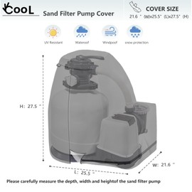 okcool Sand Filter Pump Cover,Waterproof Anti-UV Pool Pump Sand Filter Winter Cover,Fits Most Brands Sand Filter on Market(Black)