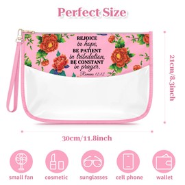 Sfodiary Christian Gifts for Women Religious Makeup Bags Inspirational Bible Verse Cosmetic Pouch Motivational Baptism Gift for Friends Mom Encouragement Birthday Christmas for Her Zipper Travel Bag