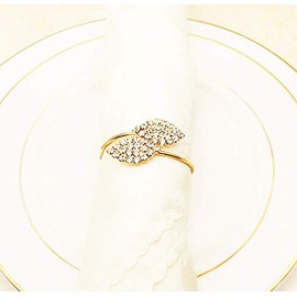 Napkin Rings, 12 Metal Napkin Buckle Holders for Wedding Banquet Dinner Table Decoration (Leaf Gold)