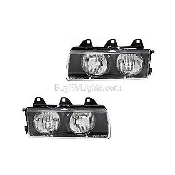 BuyRVlights Fleetwood Expedition 2000-2005 RV Motorhome Pair (Left & Right) Replacement Headlights Head Lights Front Lamps with Bulb