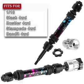 Drive Shaft Axles & Hex Hub Upgrades Part for Slash/Stampede/Rustler/Bandit (4WD),BRCatWPark RC Alloy DriveShaft CVD & Hex Hub Adapters 12mm to 17mm W/10mm Offset,Colorful(Pink Blue Tone)