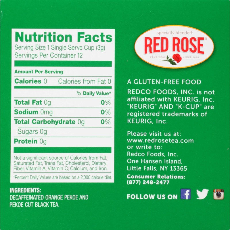 Red Rose Teas Black Teas, 72 Single Serve Cups K-Cup