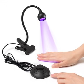 RONRYXA ネイルライト レジン用 硬化ライト 片手で使える フットスイッチ付き 5W USBケーブル式 高速硬化 角度調整可能 ジェルネイル クリップ式 - ブラック