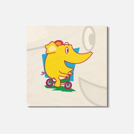 Unbranded Elephant Cycling Animal 4'' X 4'' Square Wooden Coaster