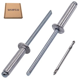 SKIR'CO Pack of 100 Aluminium Blind Rivets 5.0 x 20 mm Steel Mandrel Pop Rivets Dome Head DIN 7337 Rivets Drill Included
