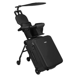 LemoHome Expandable Luggage with Spinner Wheels,Large Suitcases with Child Seat Design,Hard Luggage for Women and Men,20 inch Hardside Carry on Luggage for Travel (Black visor)