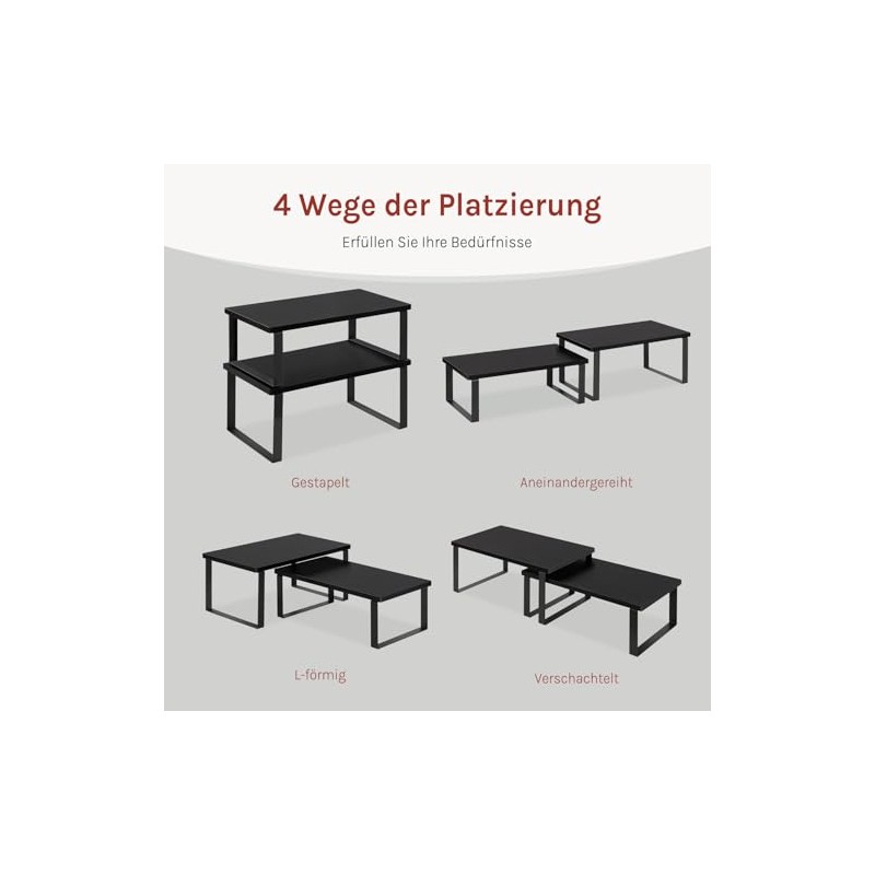 WOLTU Spice Rack, Set of 4, Stackable Kitchen Shelf, Worktop,