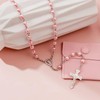 Rosary Catholic Necklace, Faux Pearls Bead and Cross, Graceful Prayer
