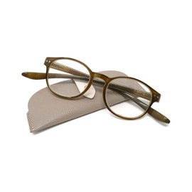 [ビグラッド] おしゃれなケース付老眼鏡 使わない時は首に掛けられる BT2020 軽量 シニアグラス リーディンググラス （グリーン +2.0）