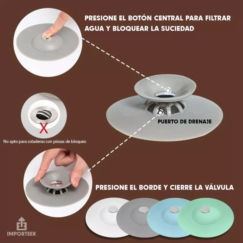 Importeek Tapon Colador Drenaje Baño Regadera Ducha Tina Cocina Lavabo