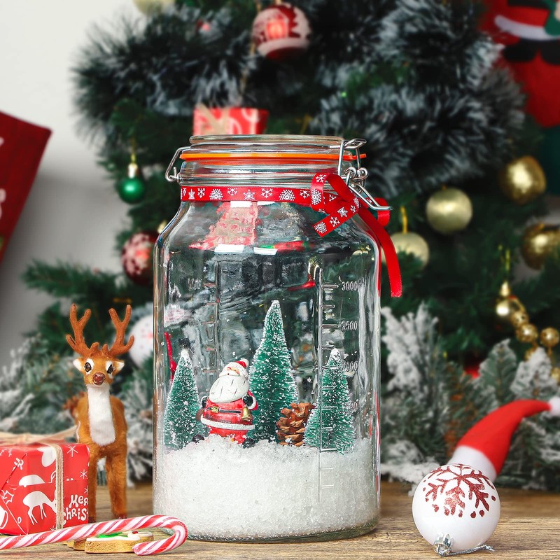 Folinstall Super Wide Mouth Glass Storage Jar with Airtight Lids,