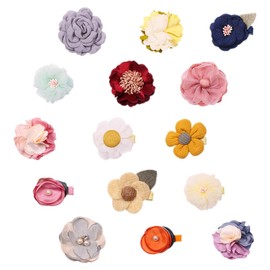 KOMBIUDA Hair Clips Set for Girls 15 Pcs Flower Clip Hair Accessories Lined Barrettes Summer Hair Flowers
