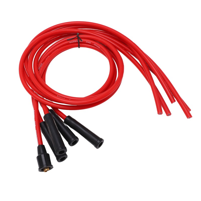 Spark Plug Ignition Wire Set Red High Performance Silicone 1m
