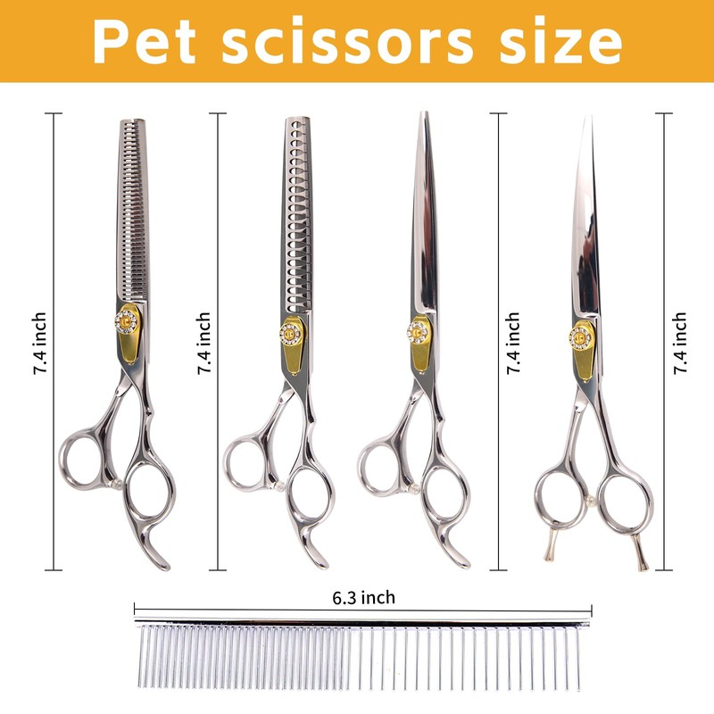 7 Inch Professional Dog Grooming Scissors Kit, 6-in-1 Pet Grooming