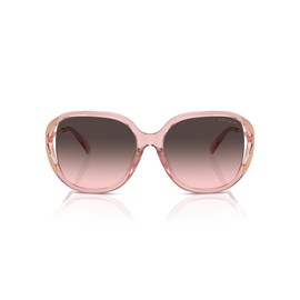 COACH Women's HC8396U Universal Fit Square Sunglasses, Transparent Pink/Grey Pink Gradient, 56 mm
