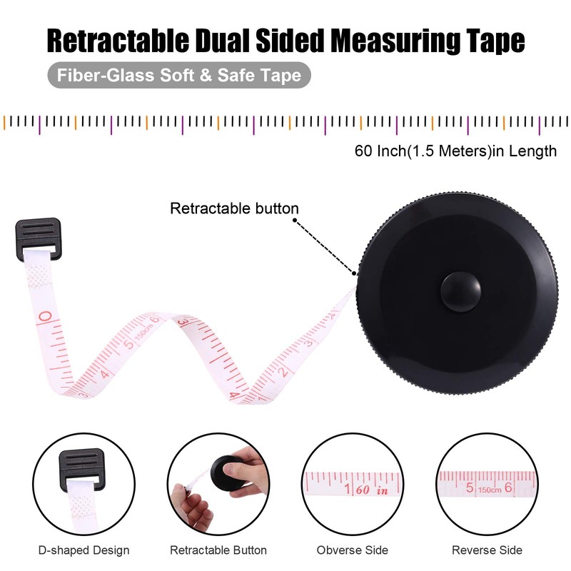 Tape Measures Retractable, Fabric Measuring Tape, 60 Inch Small Sewing