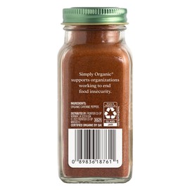 Simply Organic Simply Organic Cayenne Pepper, 2.89 Ounce, Pure, Organic Cayenne Peppers, No GMO's, Kosher Certified