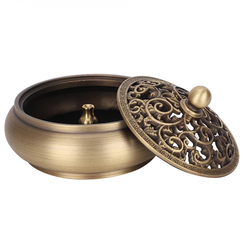 Household Brass Incense Burner Incense Burner Holders Craft Decoration (Round