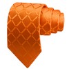 GUSLESON Mens Orange Tie for Wedding Solid Silk Plaid Checkered