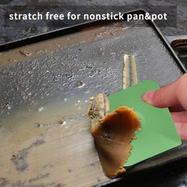 Plastic Pan Dish Pot Food Kitchen Scraper Tool Set, 3 pcs Nylon Plastic Cast Iron Skillet Cleaner Scrubber Scrapper, Kitchen Scraper Non-Scratch (Green)