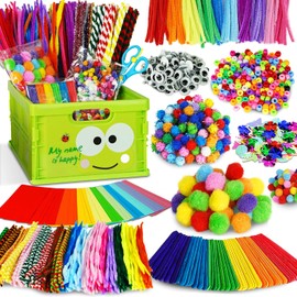 FUNZBO - Kits de suministros de artes y manualidades todo en uno para niños y niñas de +4 años - con limpiadores de tuberías, calcomanías de paletas, papel de construcción, pompones y ojos brillantes