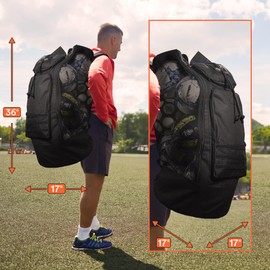 Fitdom Heavy Duty XL Soccer Mesh Equipment Ball Bag w/Adjustable Backpack Shoulder Strap Design for Coach. 2 Different Size Front Pockets for Sporting Accessories. Best for All Outdoor & Water Gears