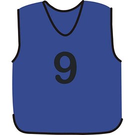 NUMBERED FOOTBALL MESH TRAINING SPORTS BIBS Pack of 7 (1-7 OR number of your choice)-Back only (Blue, Junior(U14))