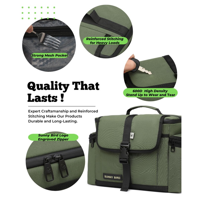 SUNNY BIRD 15L Insulated Lunch Bag with Foldable and Leakproof