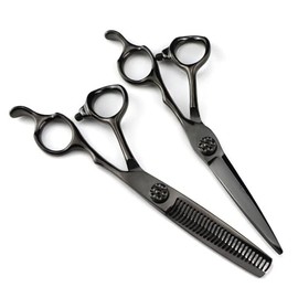 Hair Cutting Scissors, 6 Inch Professional Steel Black Hair Scissors Haircut Cut Scissor Thinning Barber Cutting Shears Hairdresser Scissors Set