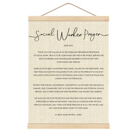 HKTZM Social Worker Prayer Wooden Poster Hanger Frame 12.5×17 Inch,Inspirational Quote Poster Hanger Frame, Gifts For Christian Social Worker Room Decor