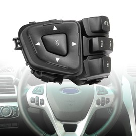 FZJDSD 1PC Car Steering Wheel Switch Compatible with Ford Edge Explorer Flex 2011 2012 2013 2013 2014 2015 2016 2017 2018 2019 Replace BT4T9E740AFW