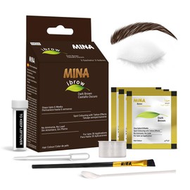 MinaiBrow MinaiBrow Dark Brown Powder | Natural Spot Coloring Brow Tinting Kit with Brush | Water & Smudge Proof, Instant Brow Dye, 100% Gray Coverage