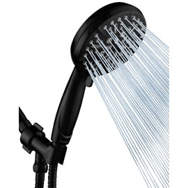Matt Black Shower Head with Handheld Spray High Pressure-Multifunction Strong Flow Rain Massage Showerhead with Extra long Hose and Adjustable Overhead Holder – La Mejor Regaderas Modernas Para Ducha