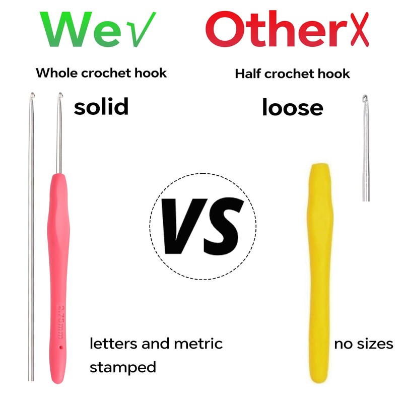 2.75mm Crochet Hook, Ergonomic Crochet Hooks with Soft Rubber Handle