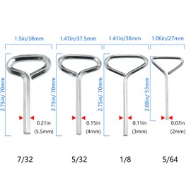 JianLing 1Set Allen Wrench Set, Door Key with Full Loop for Push Bar Panic Exit Devices (T-shaped: 1x 5/64 + 1x 1/8 + 1x 5/32 + 1x 7/32, 1x keychain)