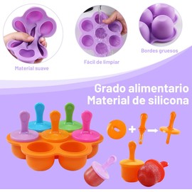 4PCS Mini Moldes para Paletas de Hielo, Silicona Moldes Mini Popsicle Hielo, Reutilizable Moldes de Helados 7 Cavidades, Sin BPA, Perfecto para Hacer Paletas de Jugo, Yogur y Frutas
