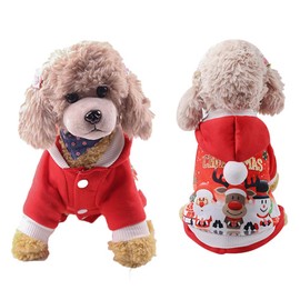 LONTG Warm Dog Jumpsuit With 4 Legs Pet Christmas Costume Pet Outfits Small Medium Cute Puppy Hoodie Jumper Hooded Pet Clothing Coat Jacket For Dogs Cats