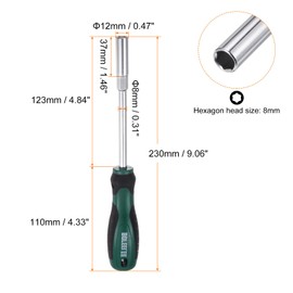 sourcing map 2pcs Metric Nut Driver 8mm CR-V Non-Magnetic Tip Hollow Shafts Hex Socket Screwdriver with Non-Slip Handle for Automobile Repair