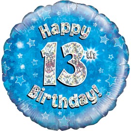 Oaktree UK Oaktree 18" Happy 13th Birthday Blue Holographic, Aluminium