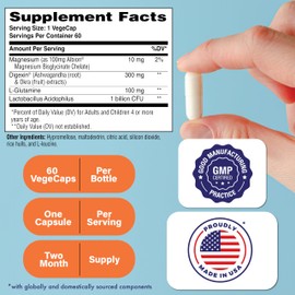 Health Thru Nutrition Mindful GI - Healthy Mind & Gut Complex | with Digexin, Magnesium, L-Glutamine, and Probiotic for Gut-Brain Axis Support | Regularity, Bloating, Calmness Supplement