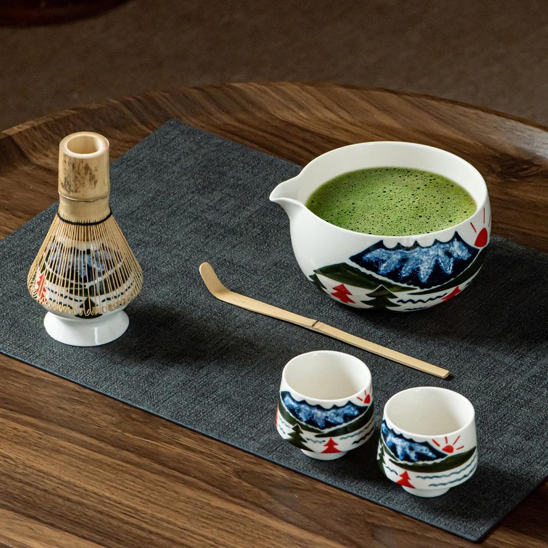 Hijaunatis Fuji Mountain Matcha Bowl Set – 6-Piece Japanese Tea