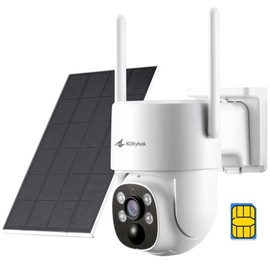 Kittyhok 4G LTE Cellular Solar Security Camera Wireless Outdoor, 2K No WiFi Security Camera, 360° Live View Pan/Tilt, Color Night Vision, 2 Way Talk, PIR Motion Sensor, Siren, Built-in SIM Card