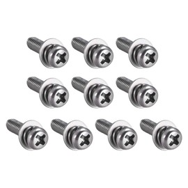 TA-VIGOR 10pcs M4 x 14mm Phillips Pan Head Machine Screws Bolts with Spring and Plain Washers, 304 Stainless Steel Phillips Machine Screw for Heavy-duty Fastening