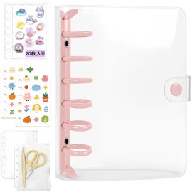 A7 Sealing Notebook, Transparent Binder, 6 Holes, Main Unit x 1 + 20 Refills + 2 Underlayment + 2 Zipper Pockets, Mini Seal Storage, Collage, Notebook Material, Sticker Storage, Cards, Photo Organization, Stationery, Mini Clear Binder