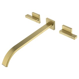 BEIYI Wall Mount Tub Filler Brushed Gold Bathtub Faucet Extra Long 11.8" Bath Tub Faucet Set High Flow 2 Handle Wall Mounted Bathtub Faucets, BY005TG