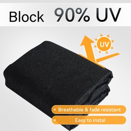 Xihakey 90% Black Shade Cloth,12X12Ft Durable Mesh Tarp with Reinforced Brass Grommets,Outdoor Sunblock Shade Cloth Cover for Plants,Greenhouse, Patio, Tomatoes, Chicken Coop, Barn Kennel