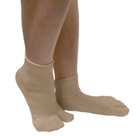 COUVER Women's Taupe Flip Flop, Split Toed socks(Ankle high), Tabi Big Toe Socks